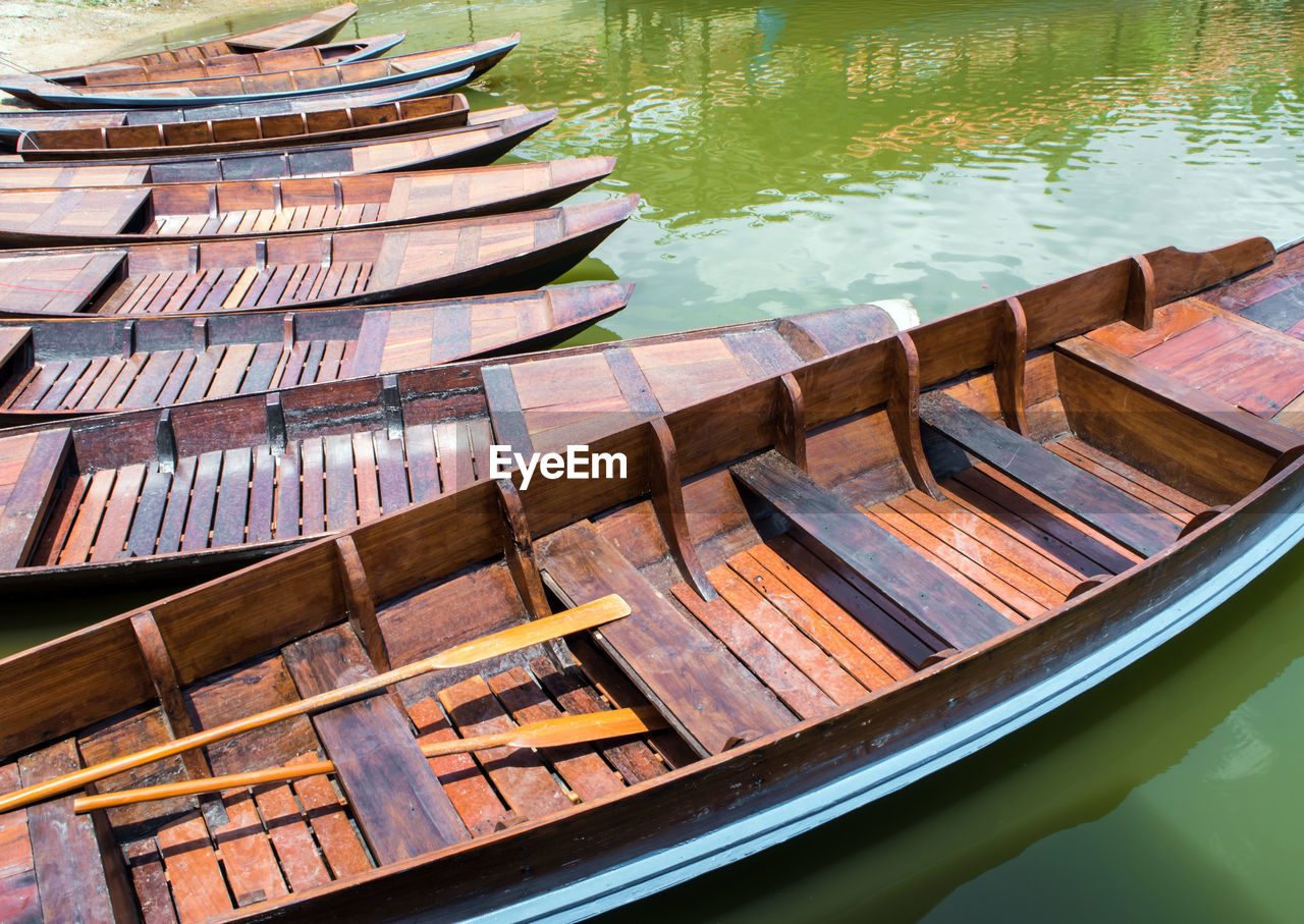 Wooden boat float in the lake