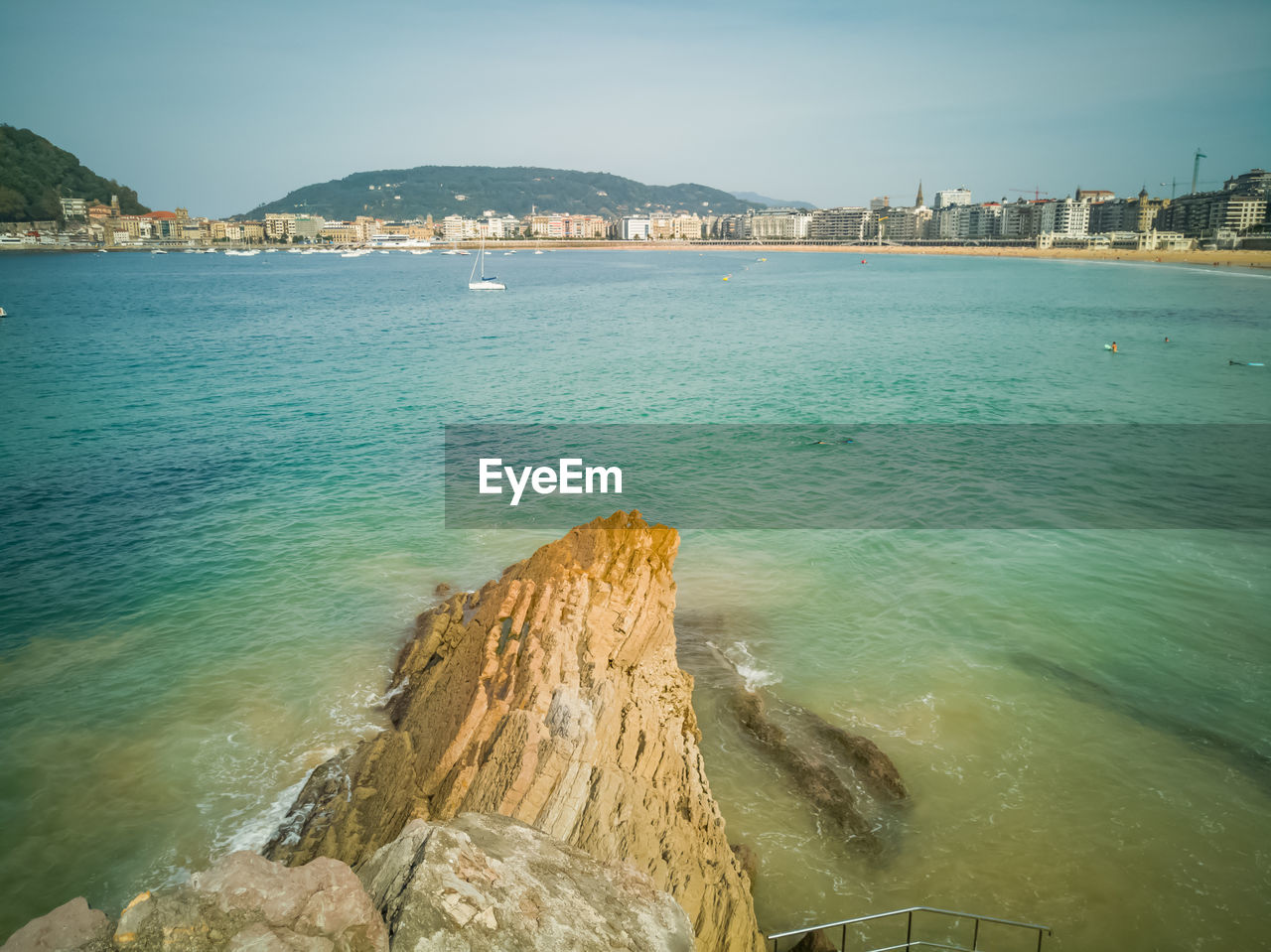 Scenic view of sea against clear sky