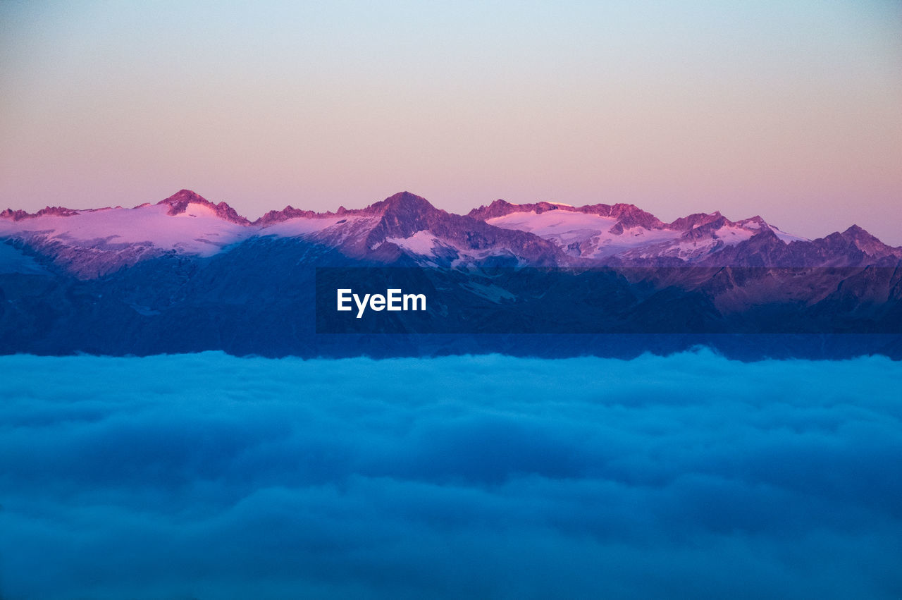 Scenic view of mountains against clear sky