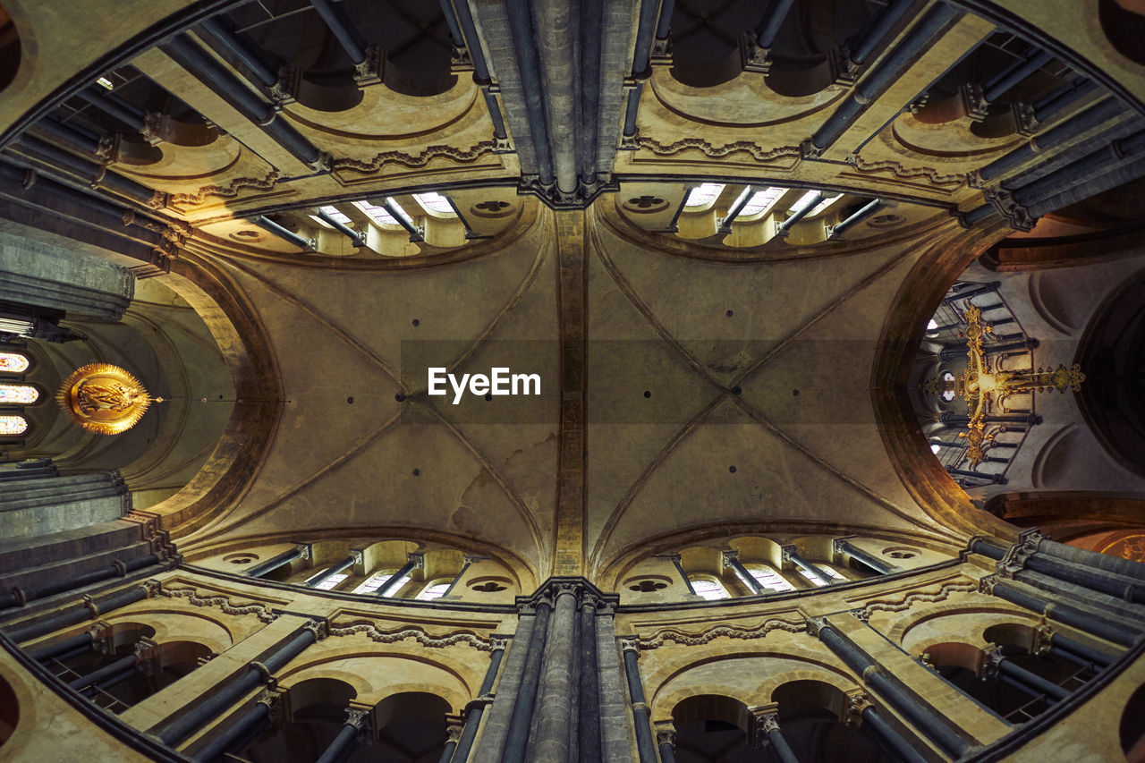 Directly below shot of cathedral ceiling