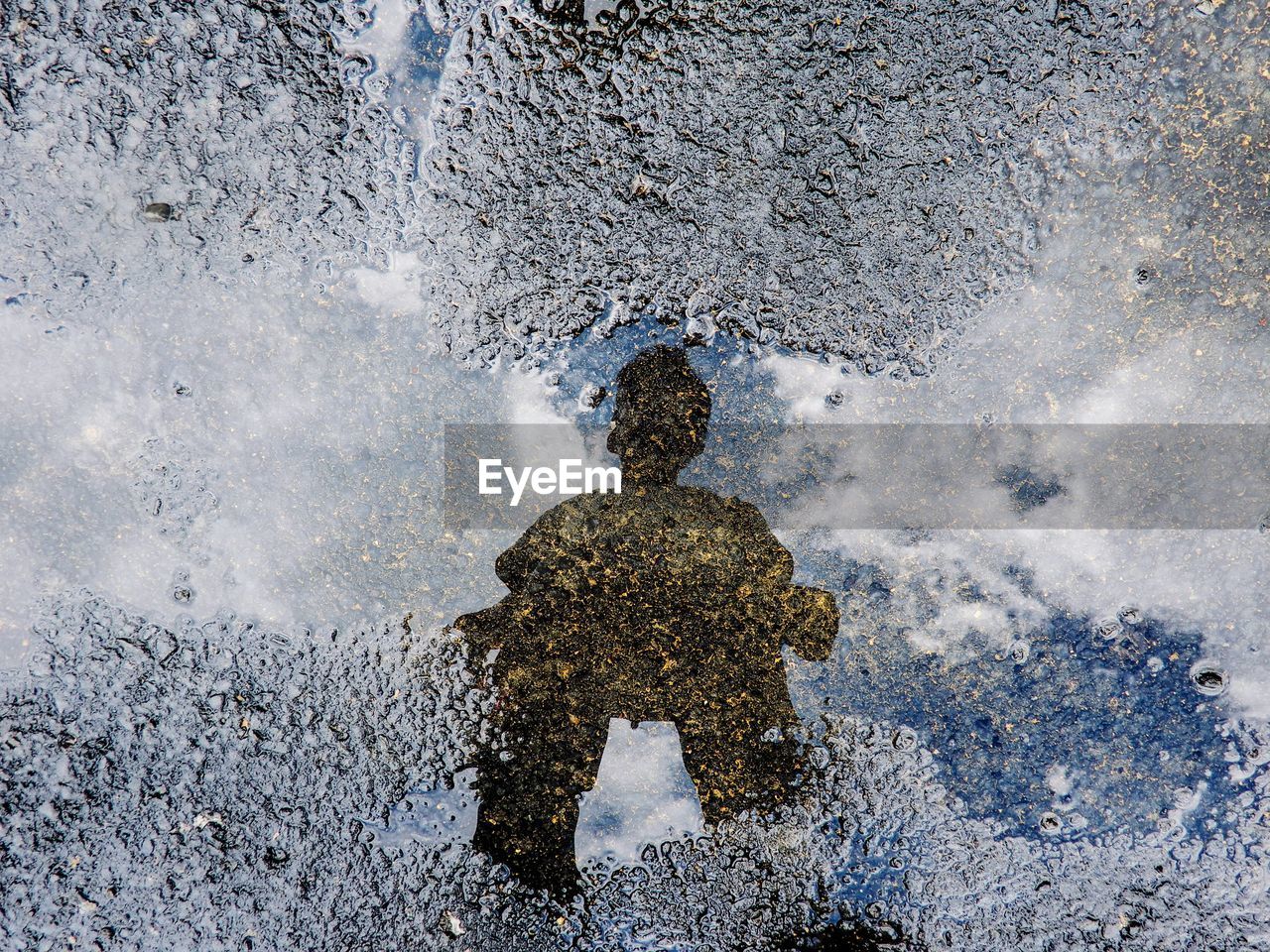 Rear view of woman standing in water