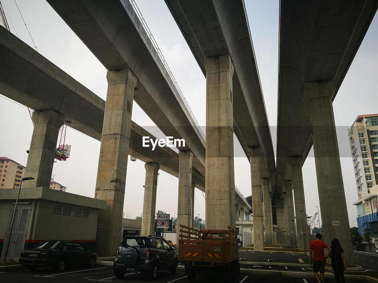 LOW ANGLE VIEW OF SUSPENSION BRIDGE