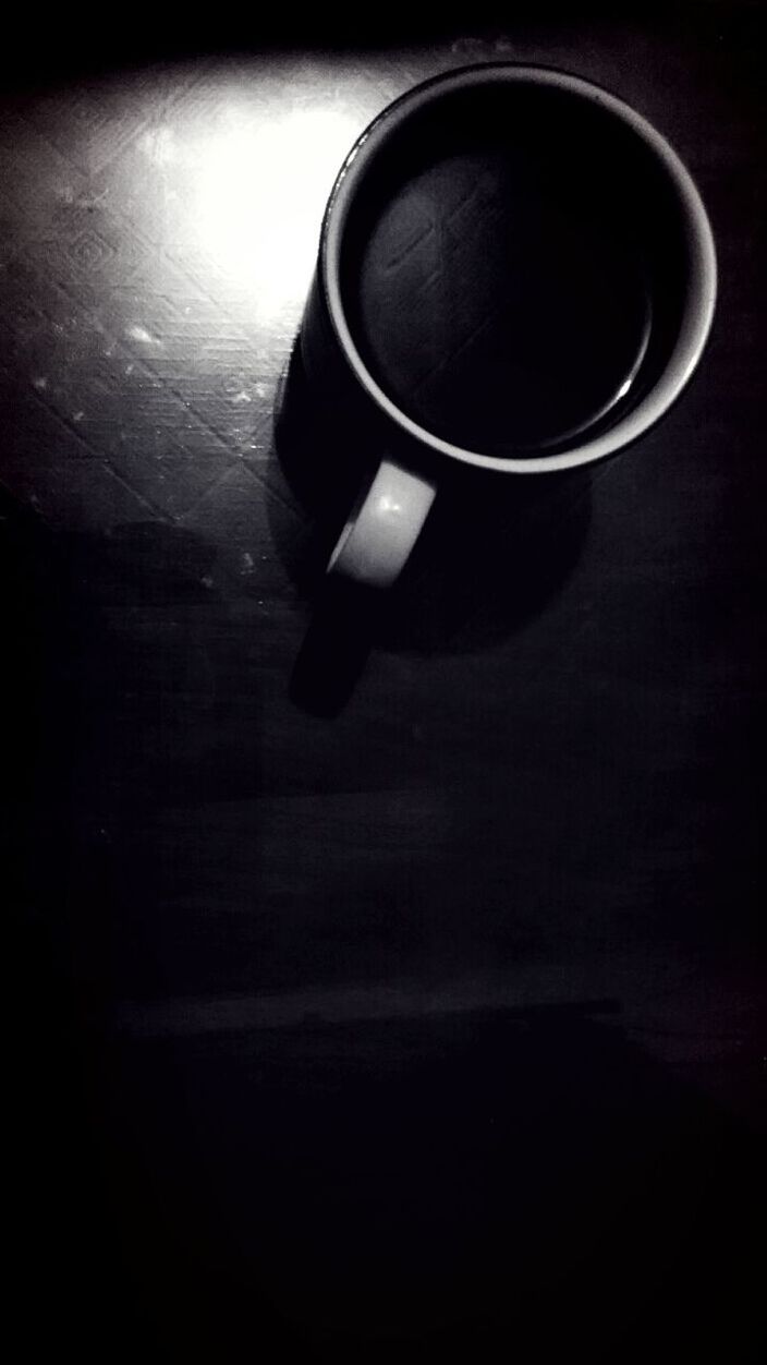 High angle view of cup of black coffee