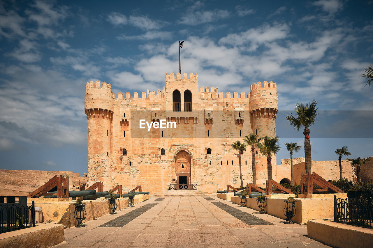 Frontyard of qaitbay fort. citadel of qaitbay, alexandria, egypt