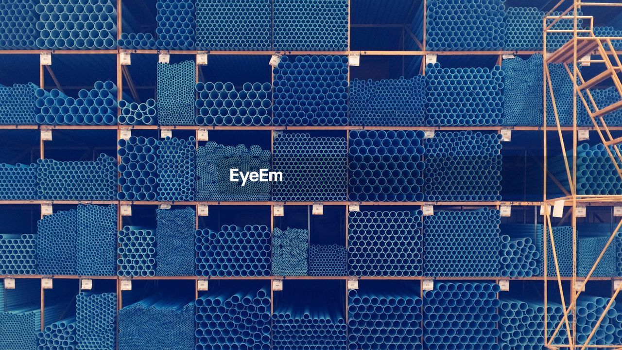 Full frame shot of blue pipes