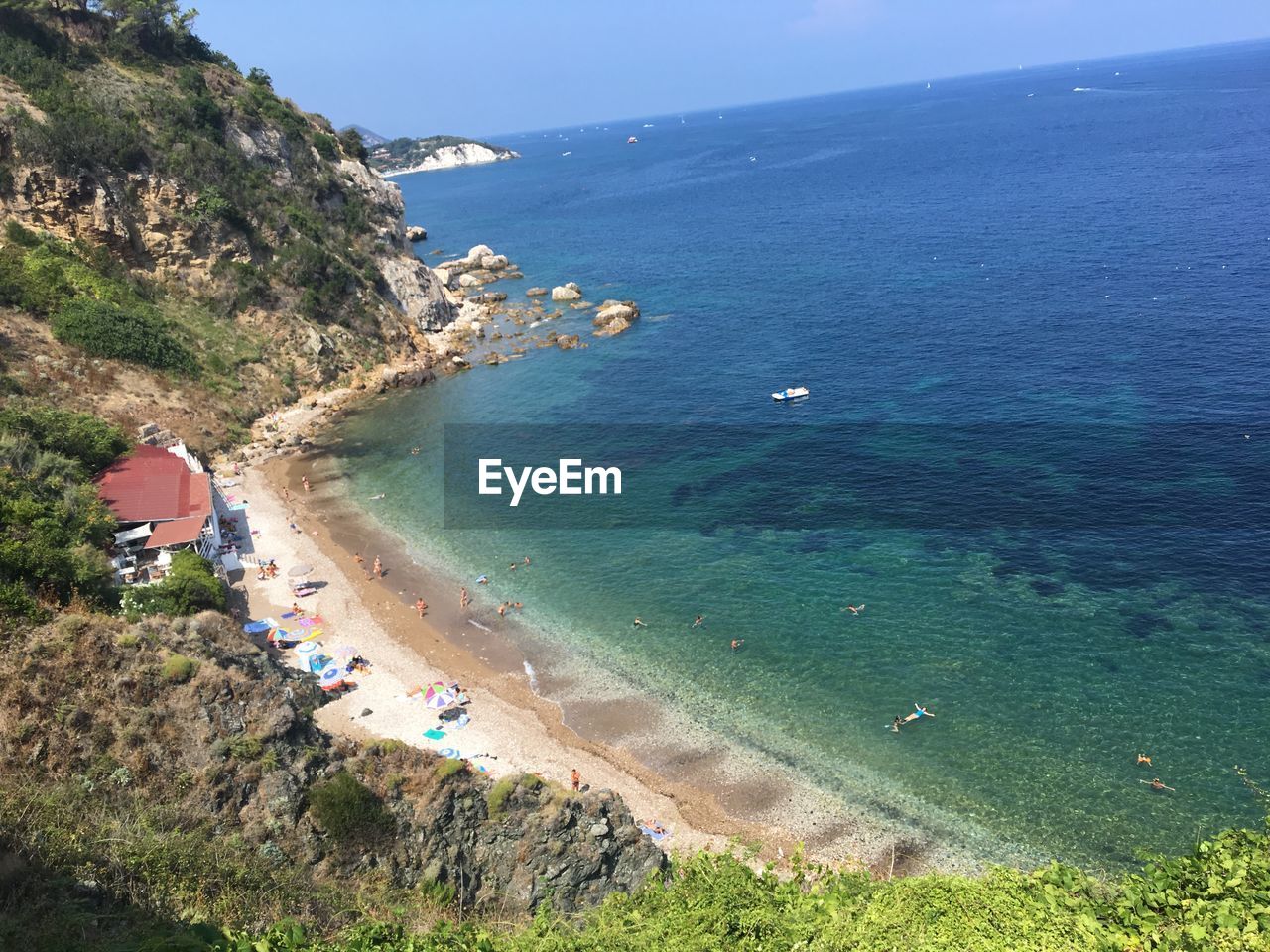 High angle view of sea against sky