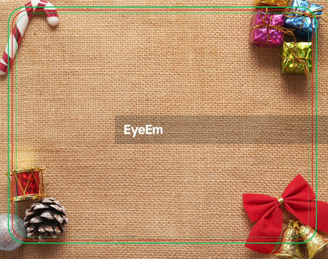Directly above shot of christmas decorations on table