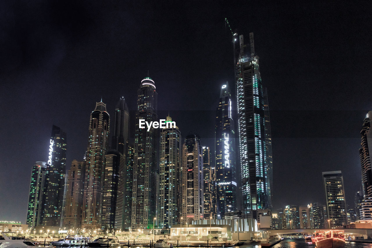 illuminated city at night