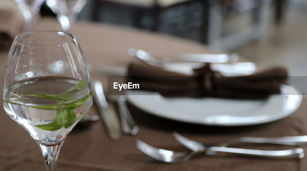 Close-up of drink served on table in restaurant