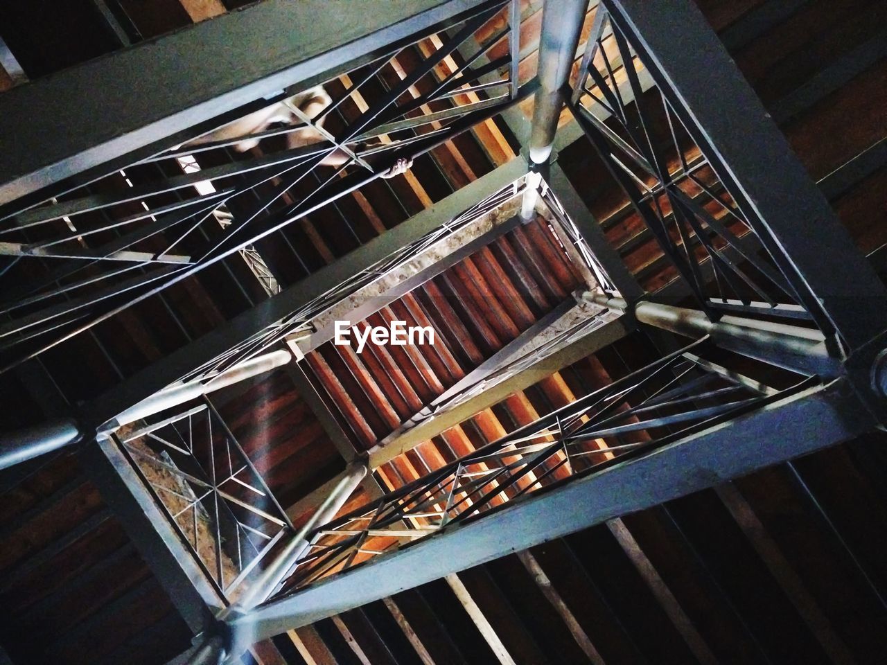 Directly above shot of wooden staircases