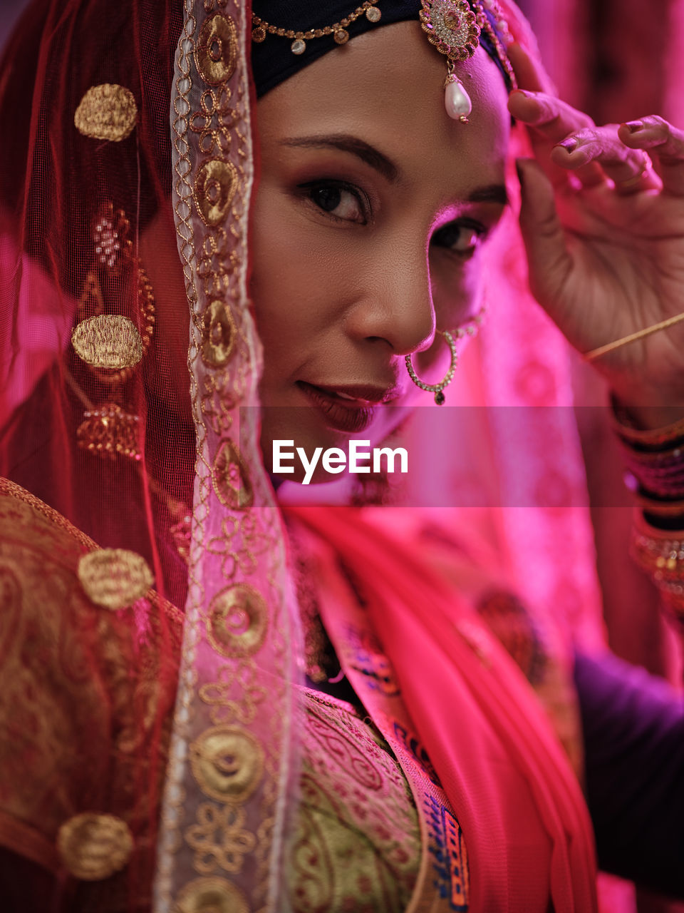 Portrait of a beautiful woman in traditional indian sari