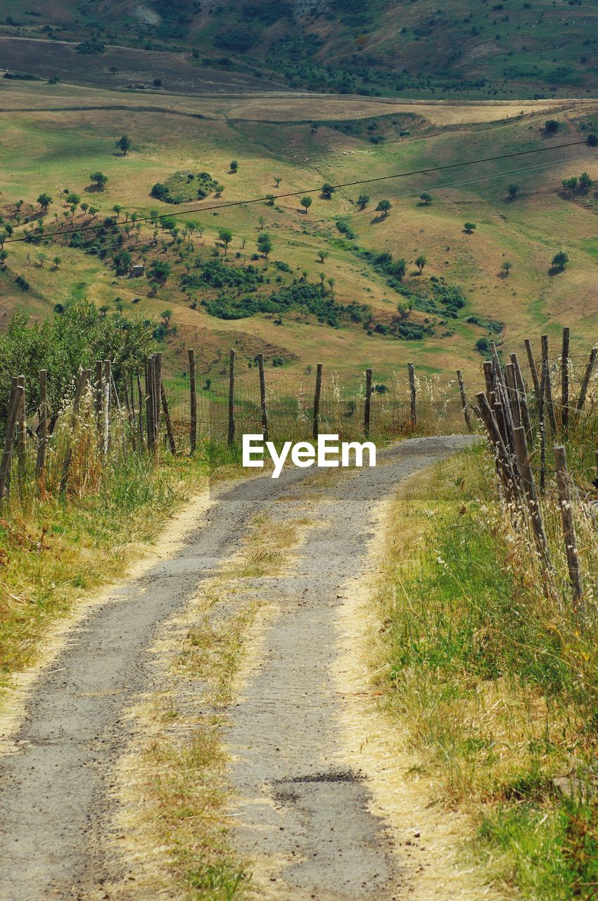 Road passing through field