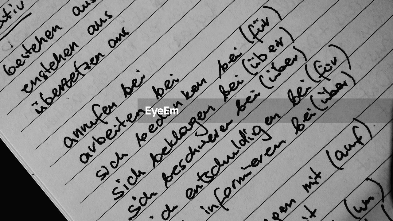 Close-up of text on paper