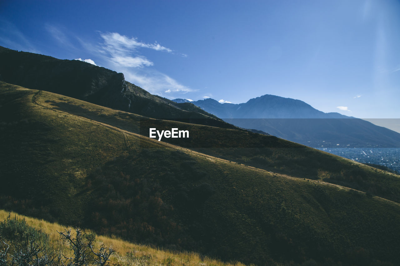 Scenic view of mountains against sky