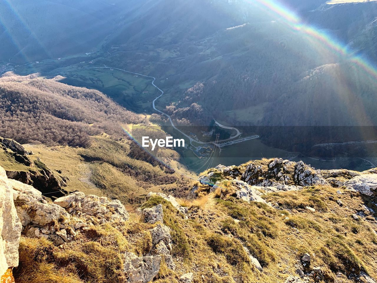 HIGH ANGLE VIEW OF MOUNTAINS AND LANDSCAPE