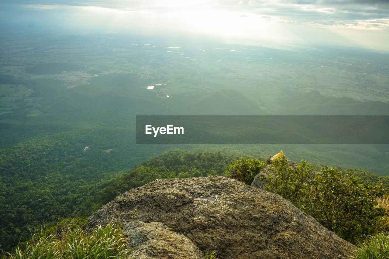 High angle view of rocks on mountain