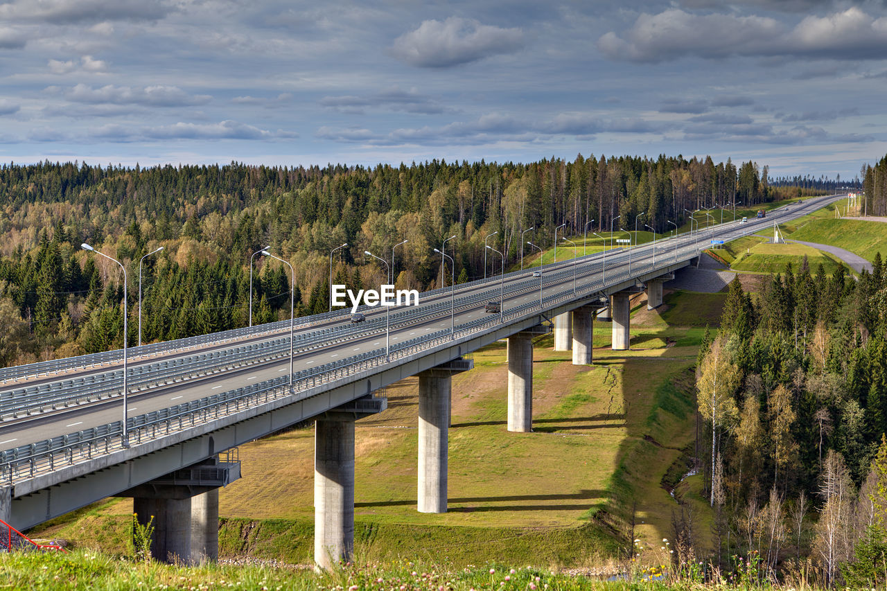 PANORAMIC VIEW OF BRIDGE OVER LANDSCAPE AGAINST SKY