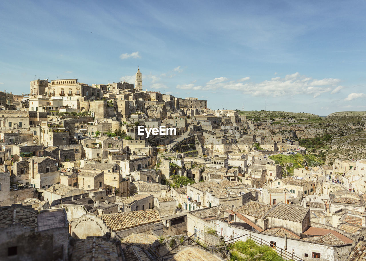 View of old town matera and its beautiful landscape