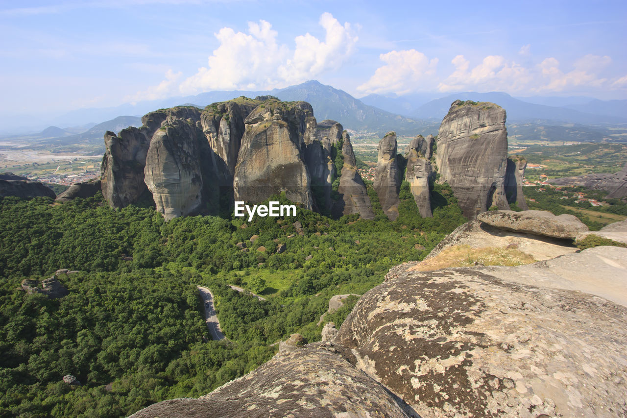 Scenic view of rocky mountains against sky