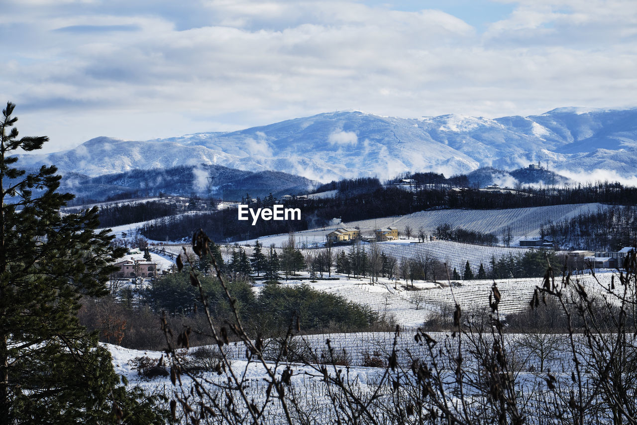 SCENIC VIEW OF MOUNTAINS AGAINST SKY DURING WINTER