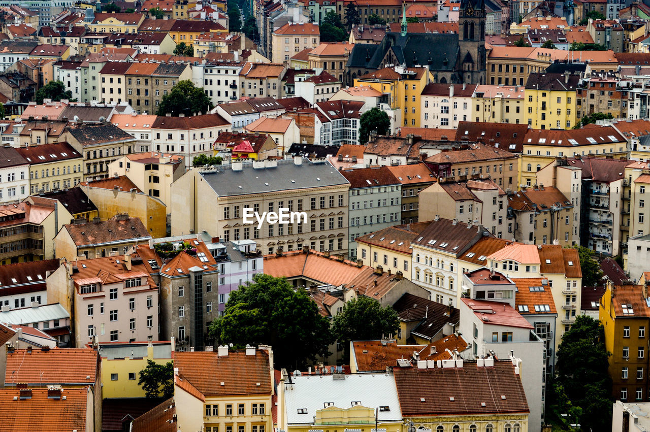 High angle shot of residential structures