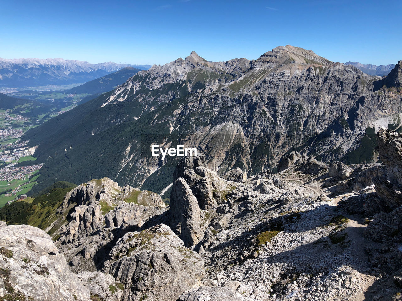 Scenic view of mountains against clear sky