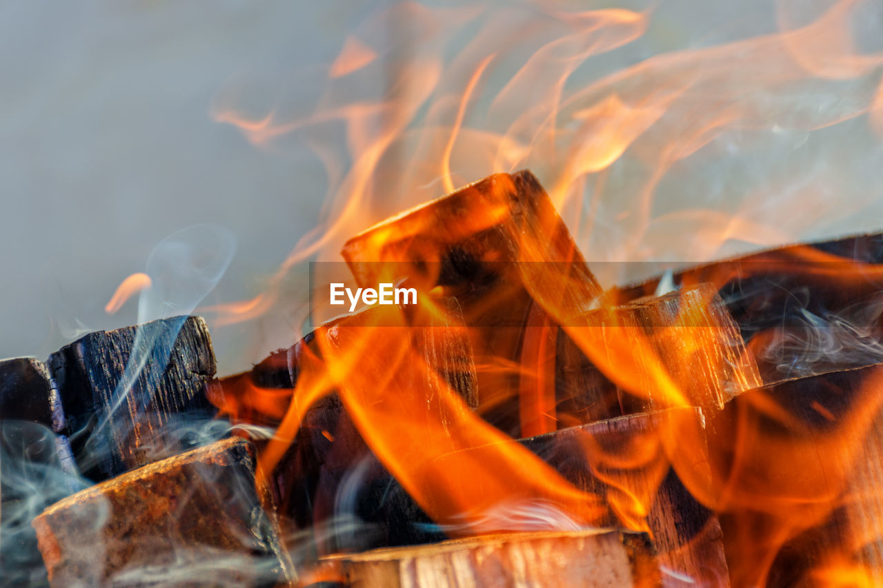 Burning flame close up