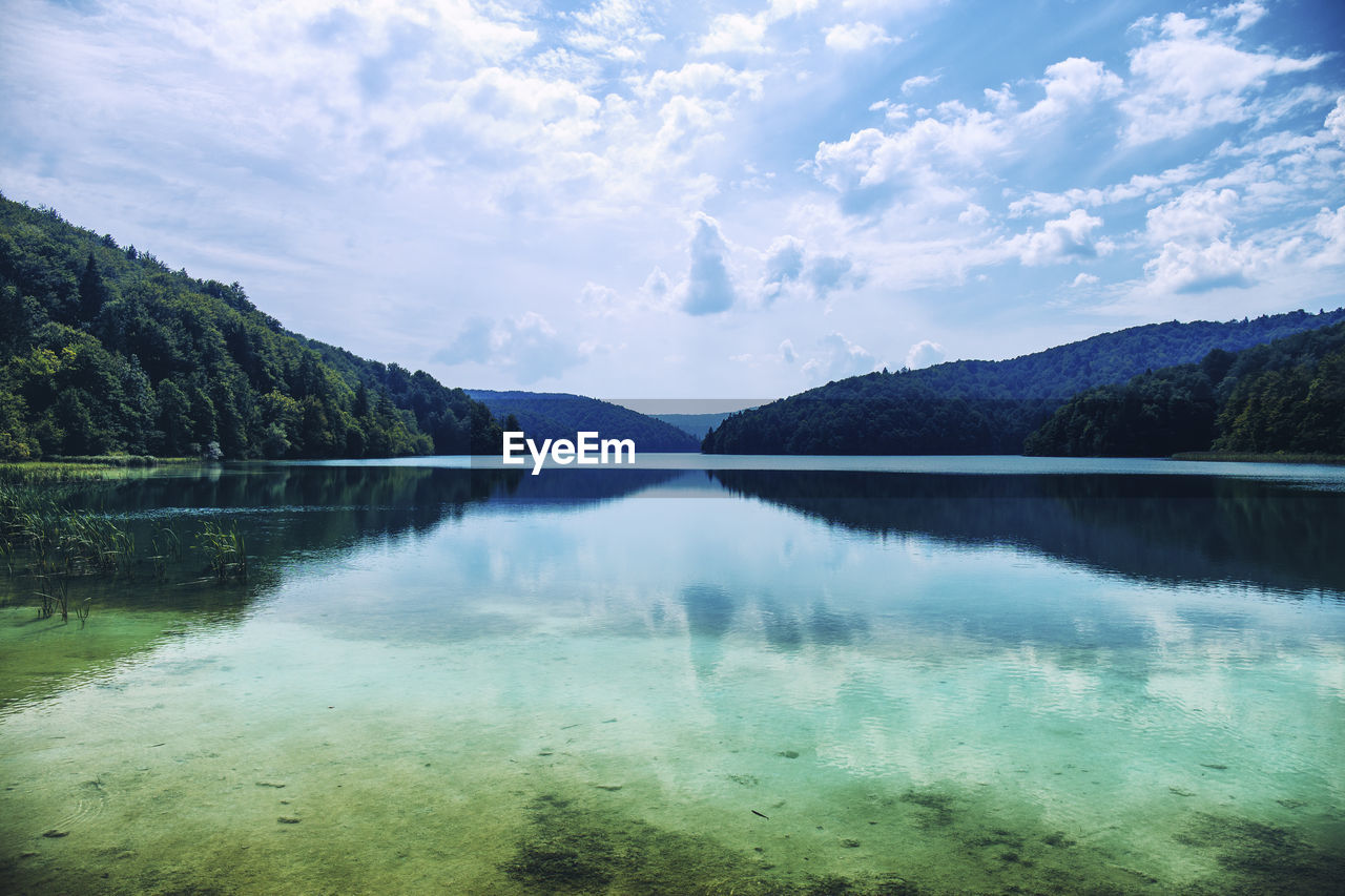 Scenic view of lake against sky