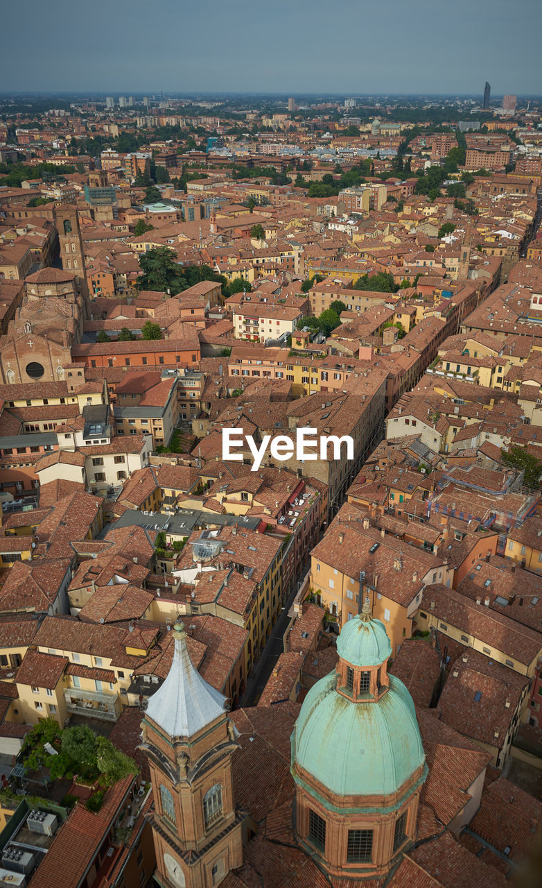 Aerial view of buildings in town