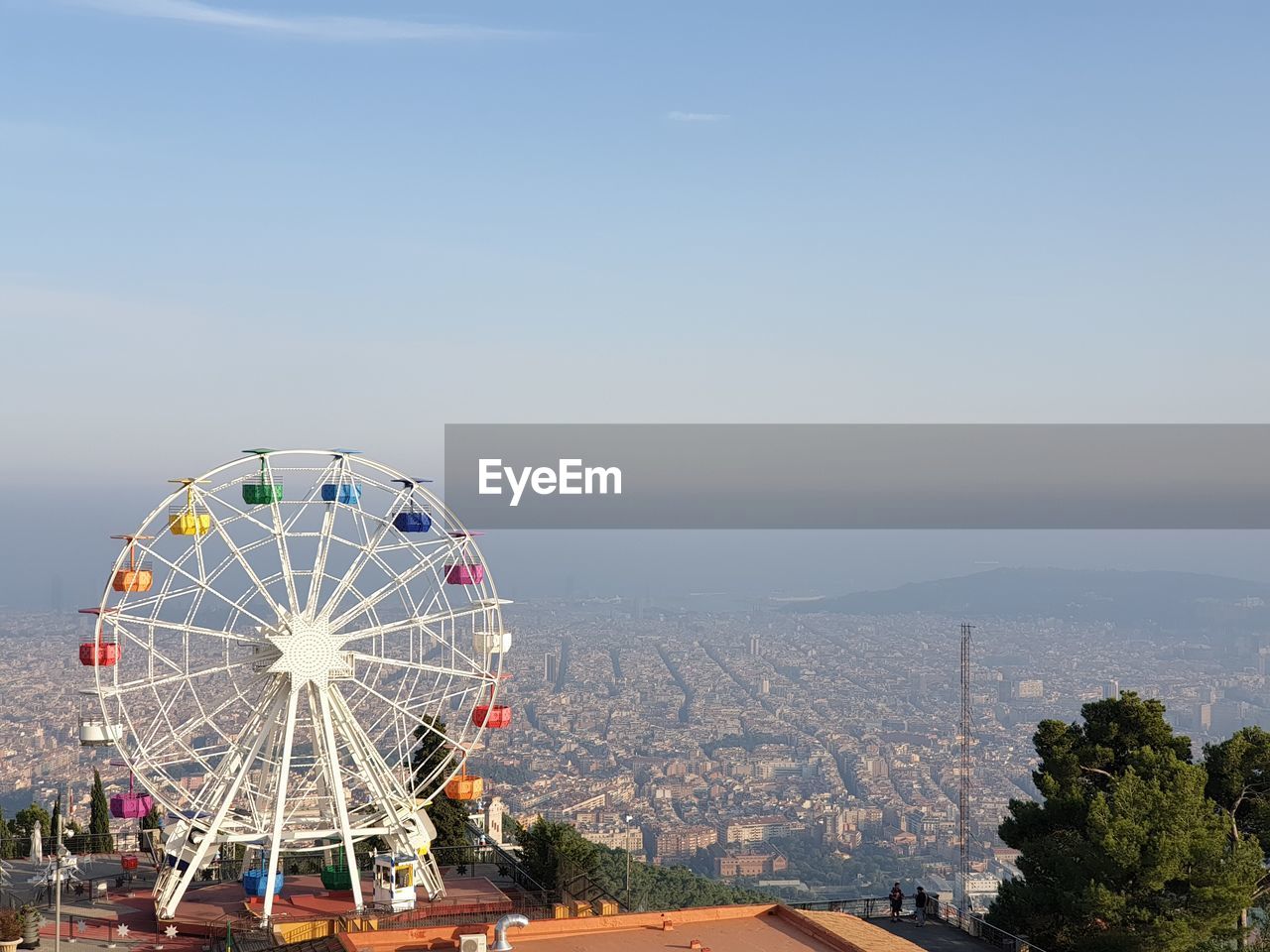 High angle view of ferris wheel against sky