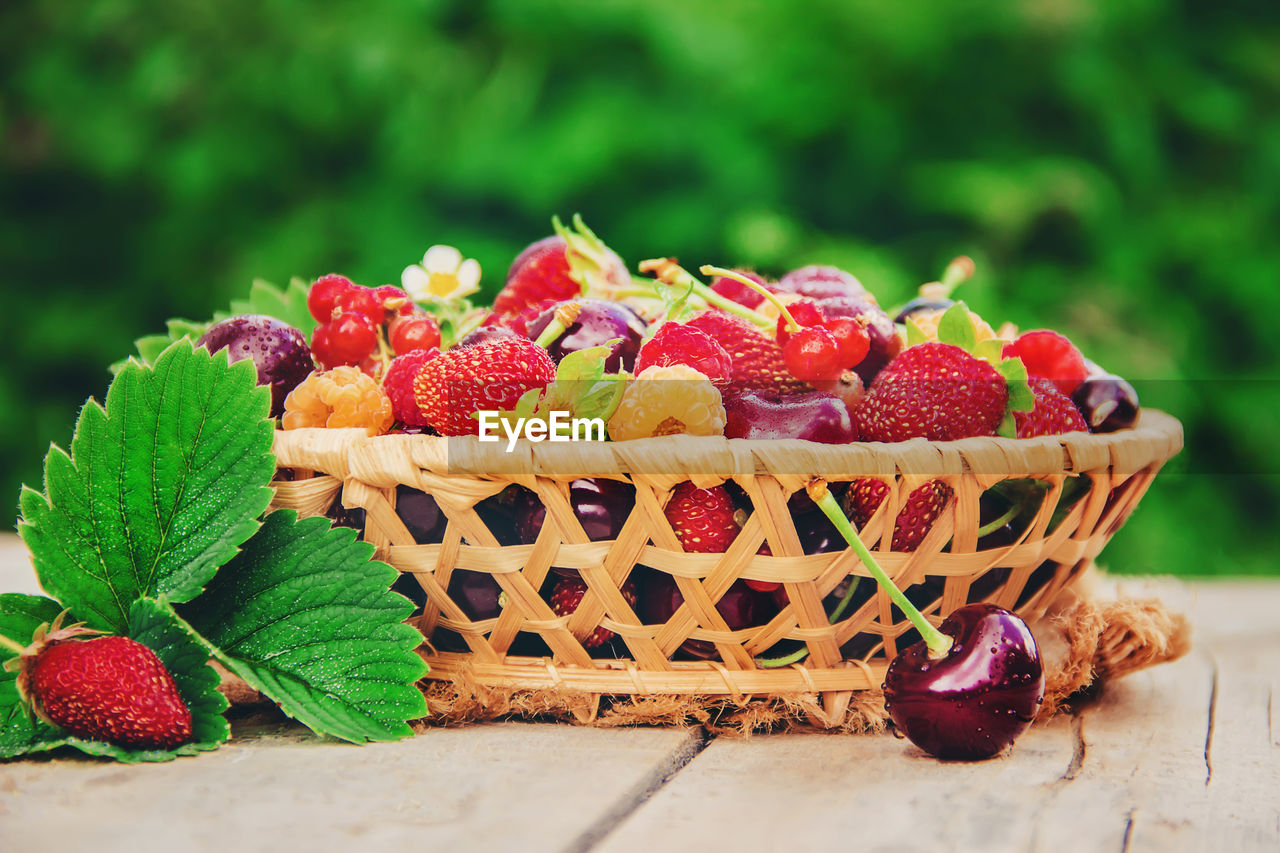 close-up of strawberry on table