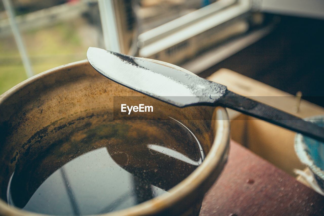 Handmade. knife and water