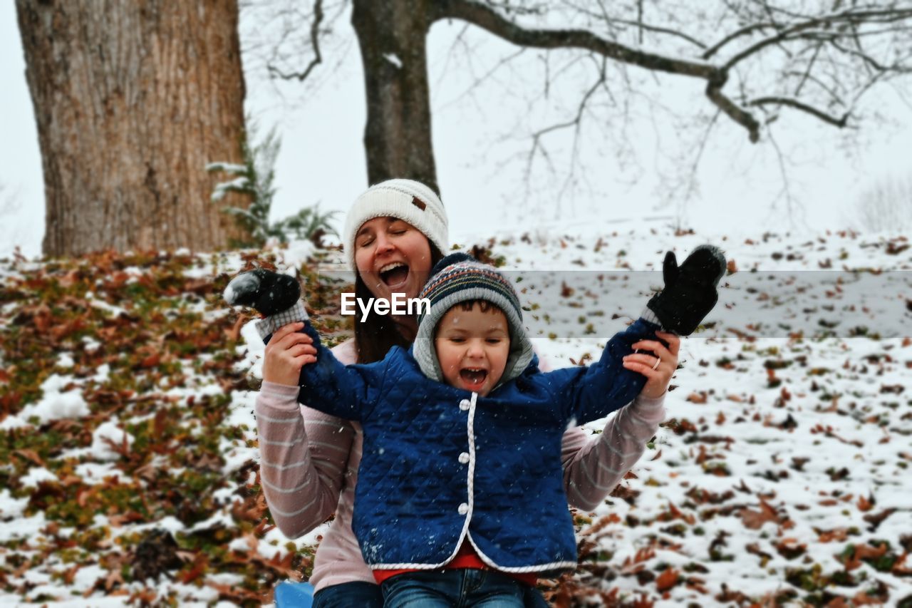 Snow sledding 