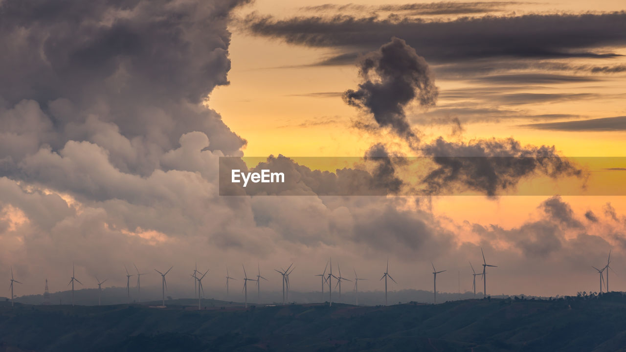 Panoramic view of landscape against sky during sunset