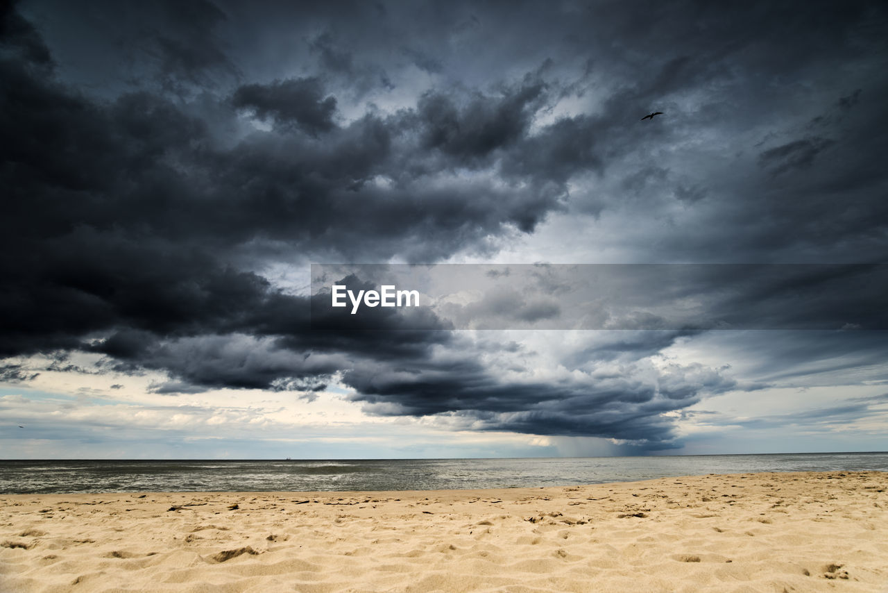 Scenic view of sea against cloudy sky