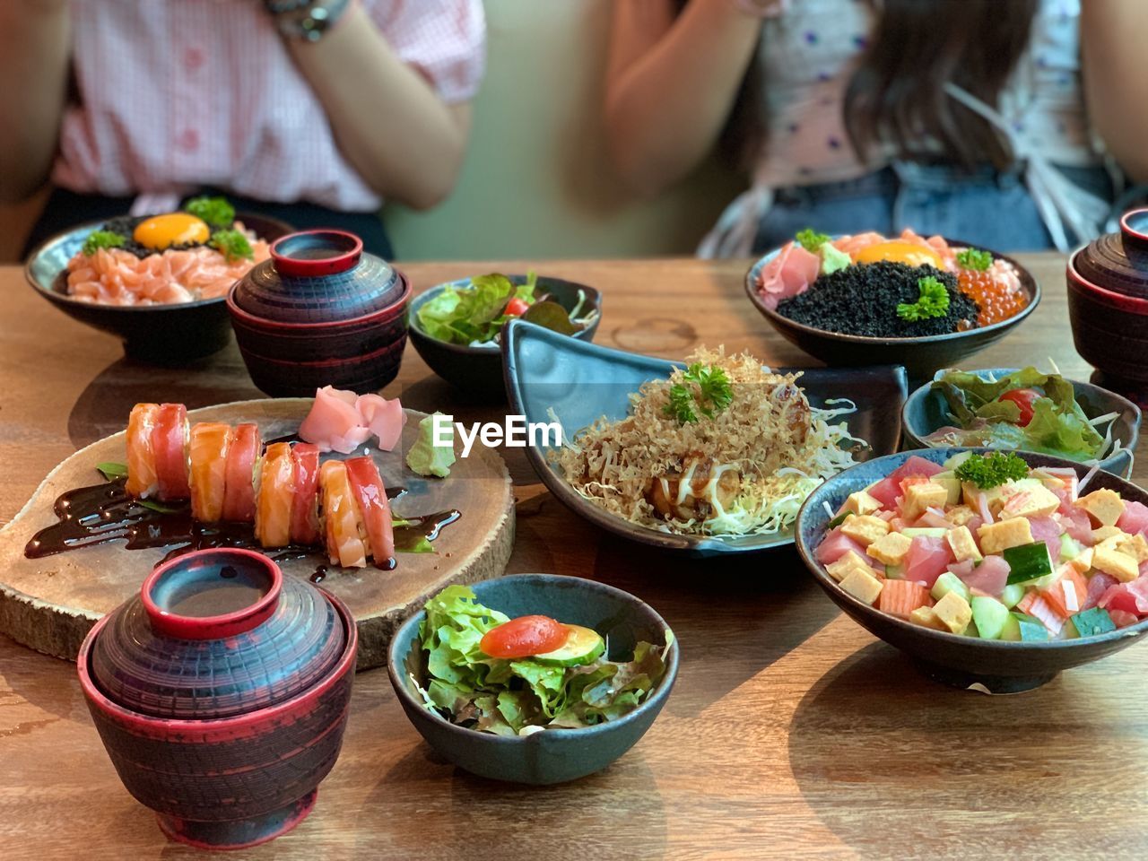 High angle view of food on table