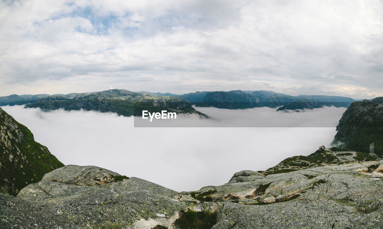 Panoramic view of mountains against sky