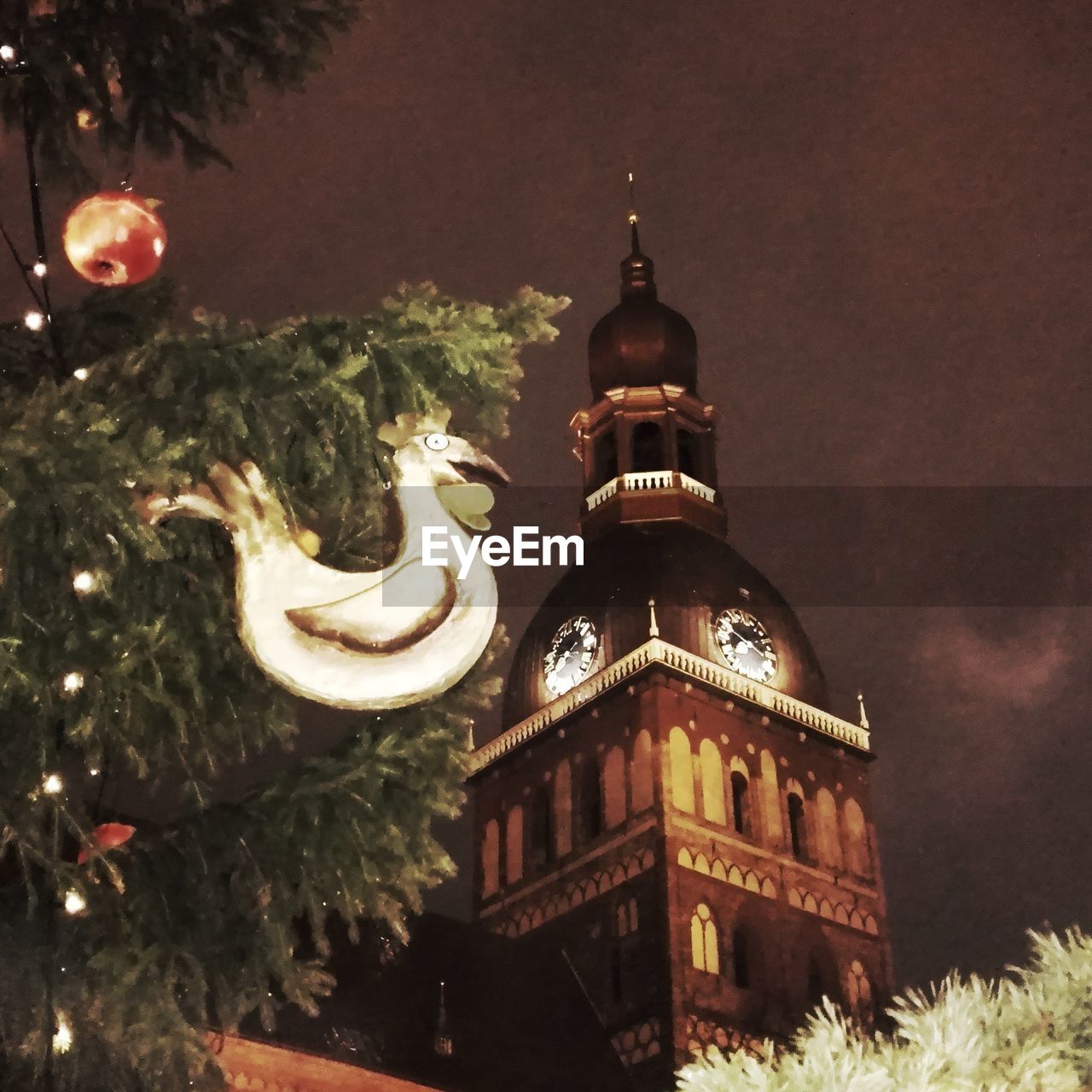 ILLUMINATED CHRISTMAS TREE AGAINST SKY AT NIGHT