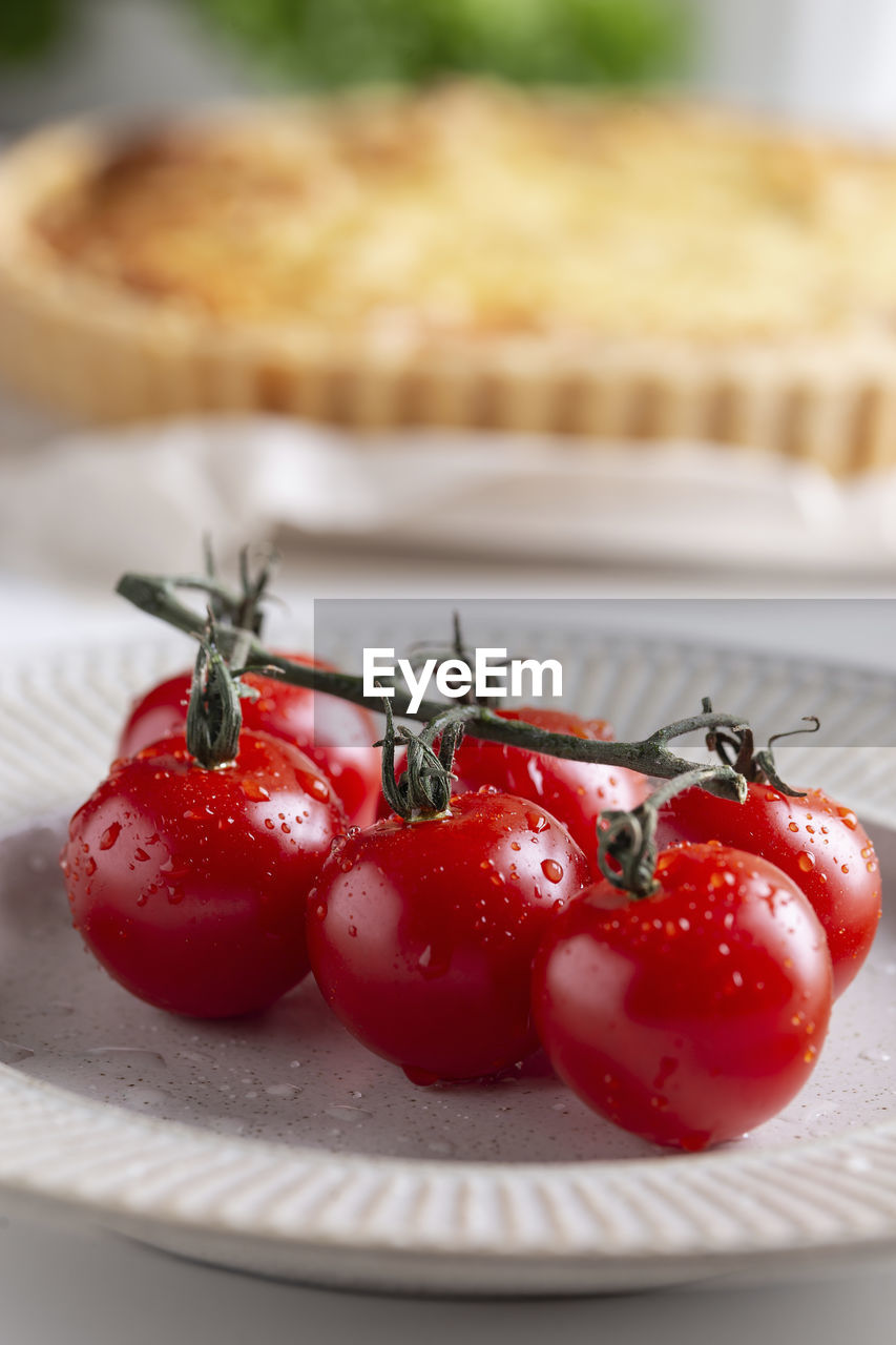 Cherry tomatoes on a ceramic plate