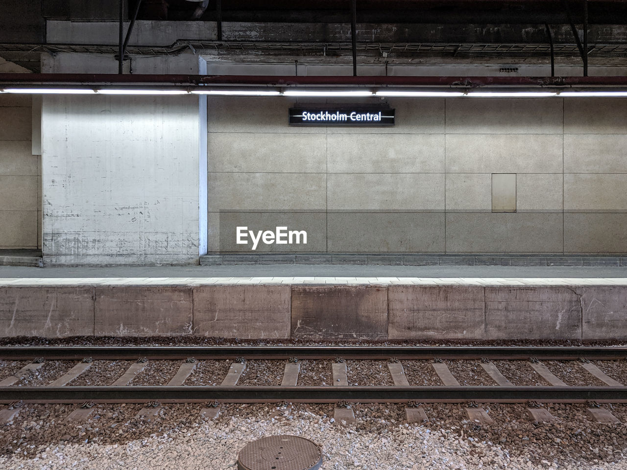 Empty platform and tracks at stockholm central train station