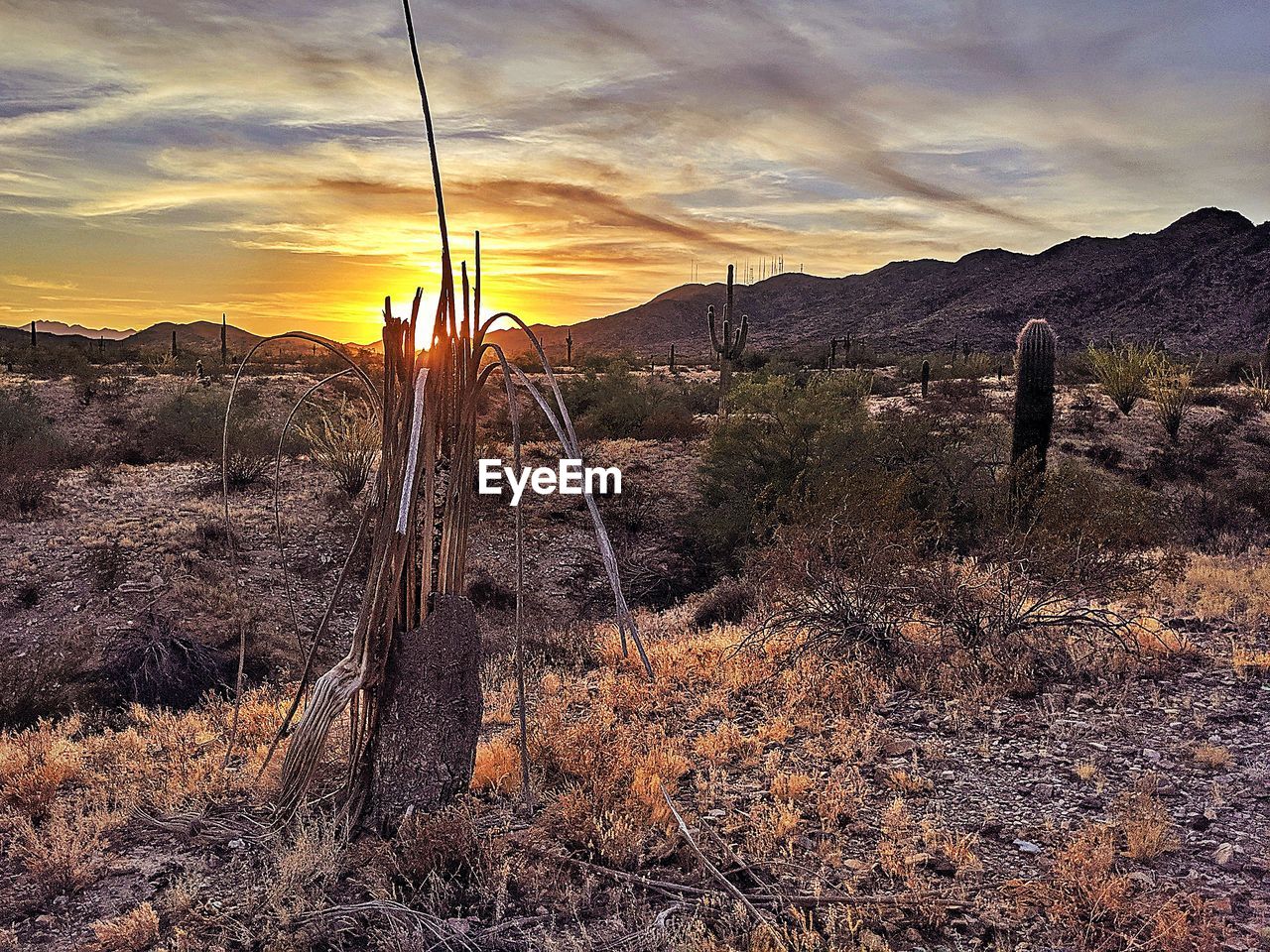 SCENIC VIEW OF MOUNTAINS DURING SUNSET