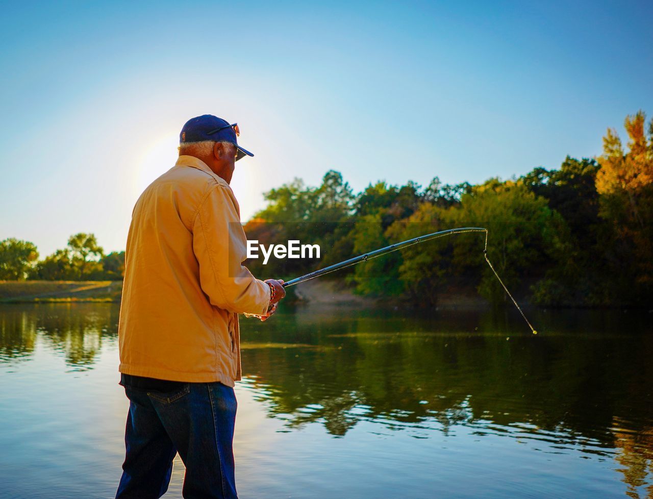 MAN FISHING IN LAKE