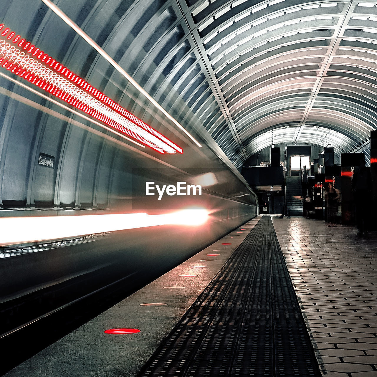 Blurred motion of train in subway