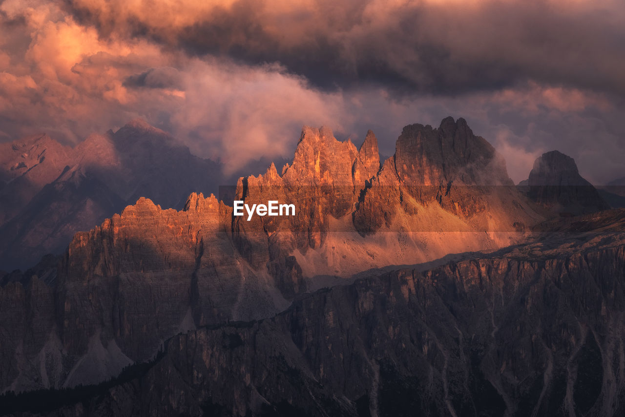 Incredible landscape with the beauty of dolomite mountains, italy.