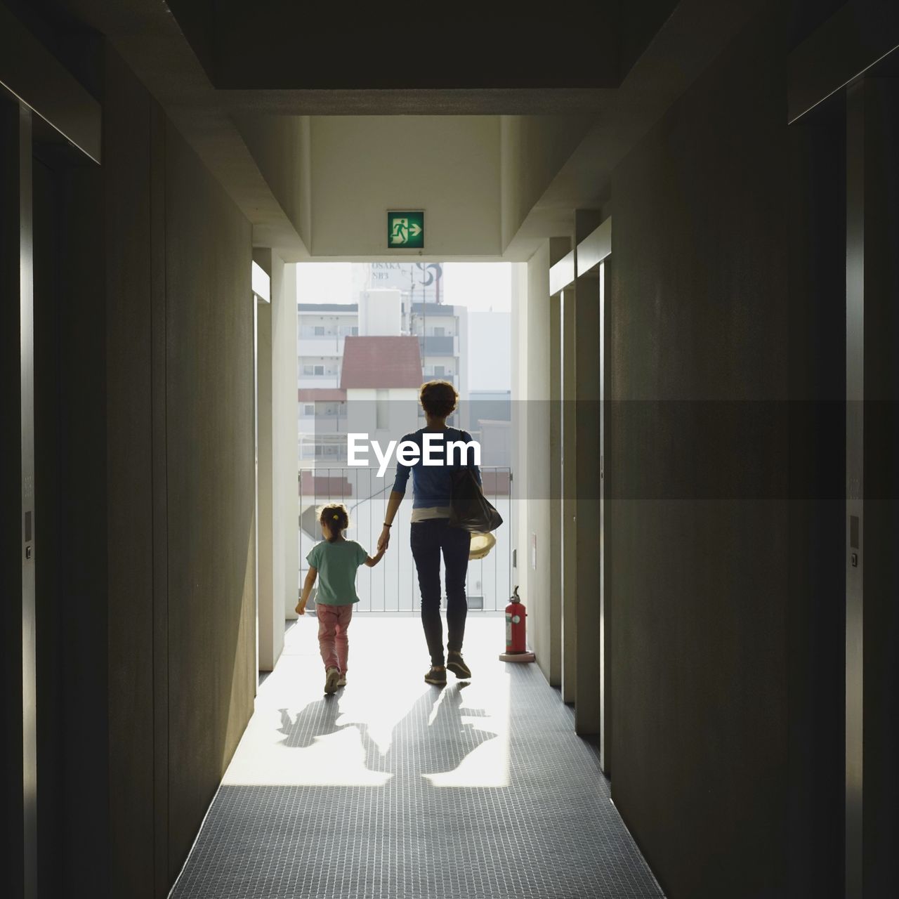 Family in corridor