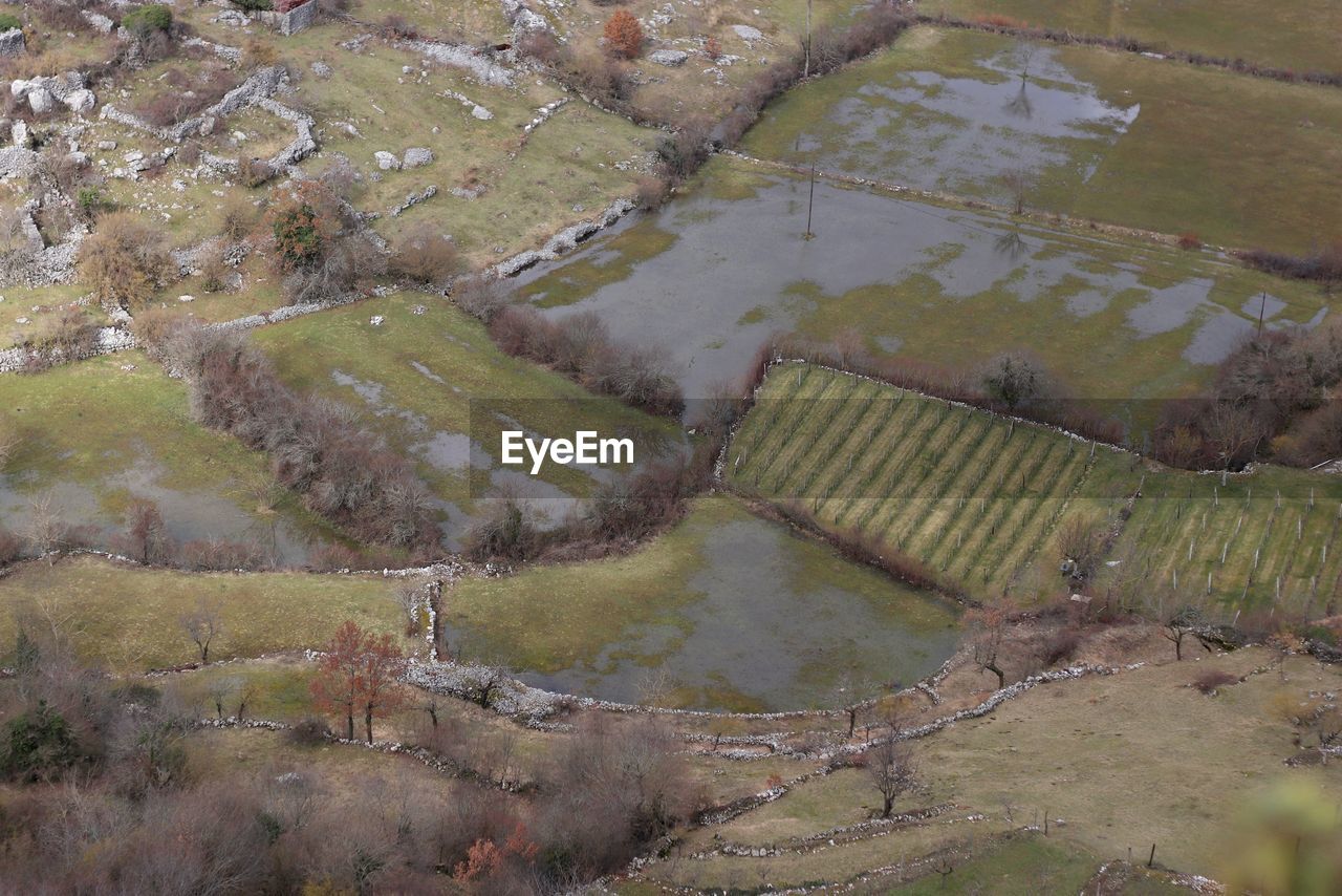 HIGH ANGLE VIEW OF FARM