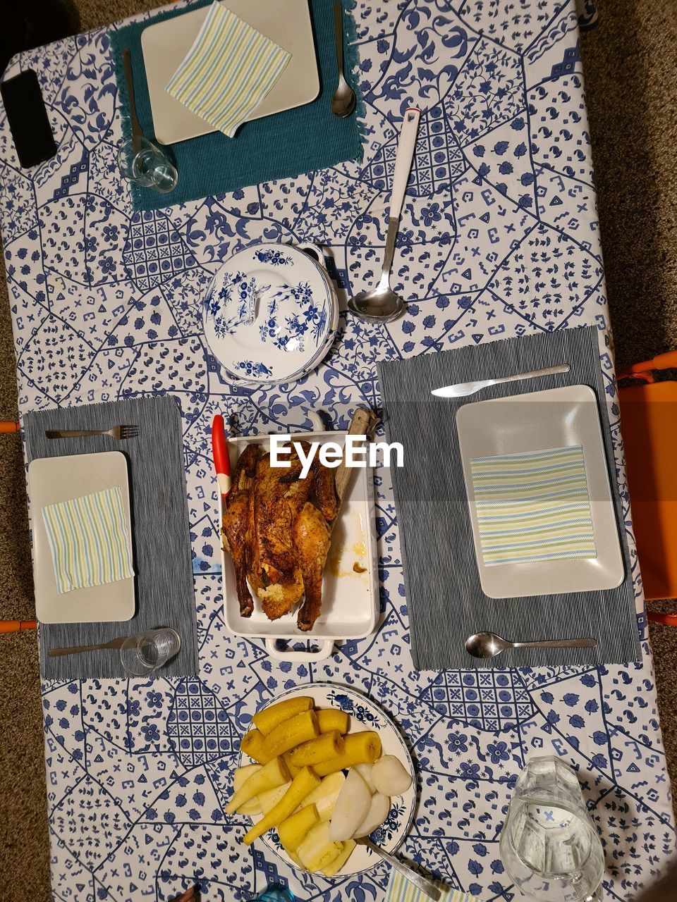 High angle view of food on table