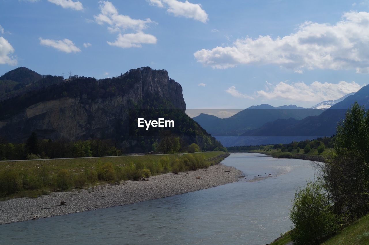 SCENIC VIEW OF LAKE AGAINST MOUNTAINS