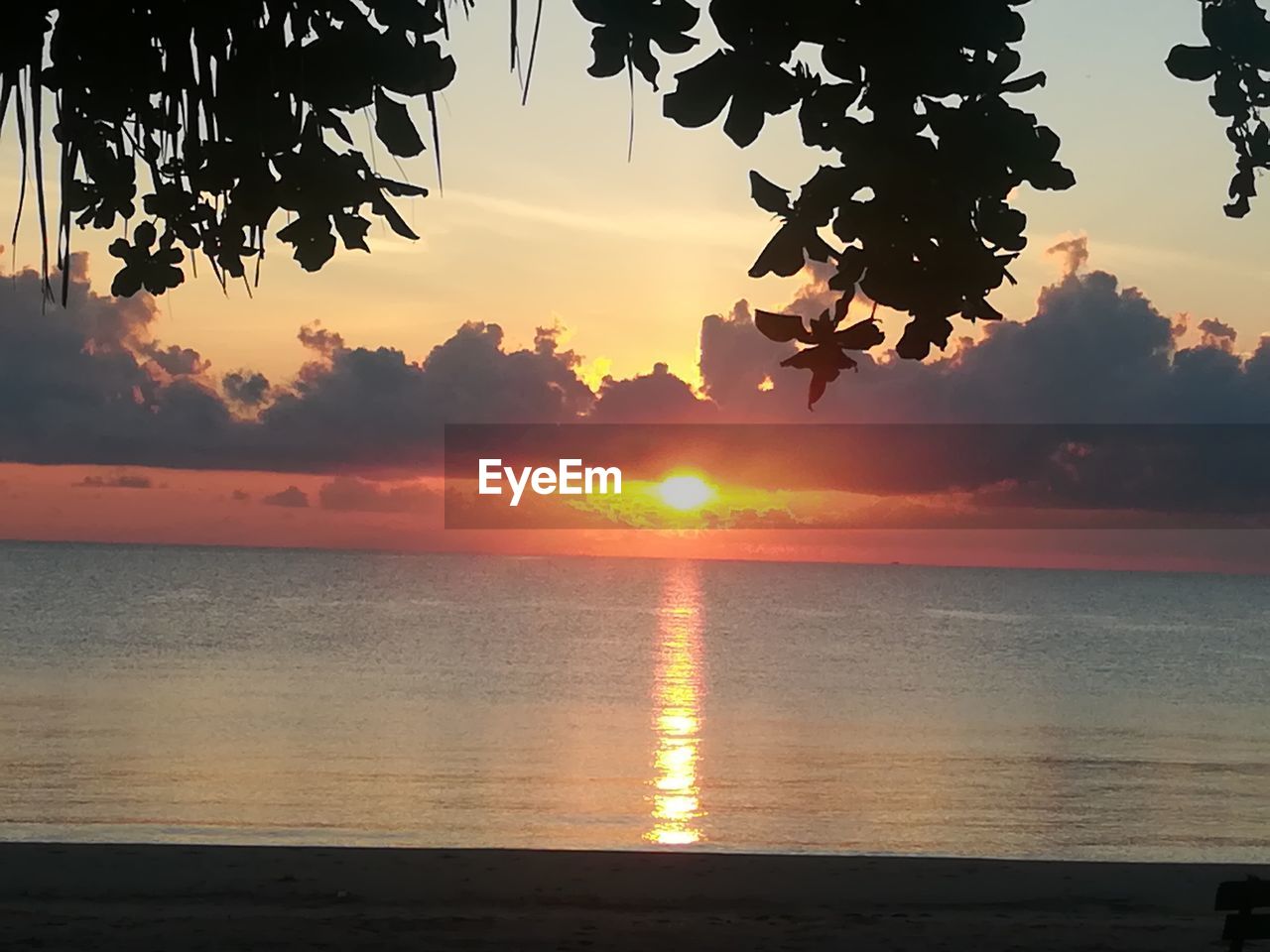 SCENIC VIEW OF SEA AGAINST ORANGE SKY DURING SUNSET