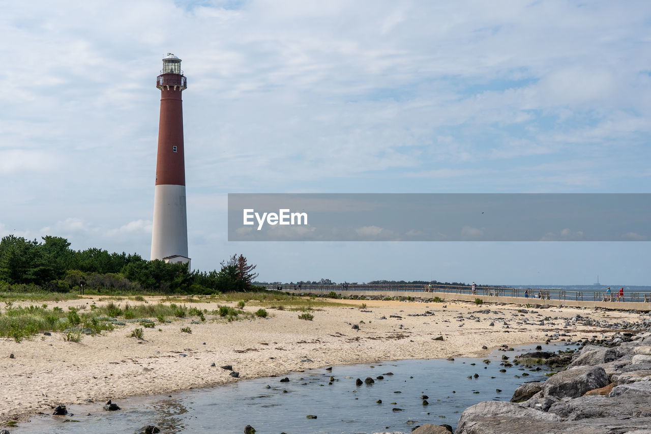 LIGHTHOUSE ON SHORE AGAINST SKY